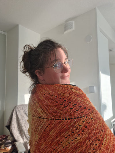 étole asymétrique " flamboyance d'automne "