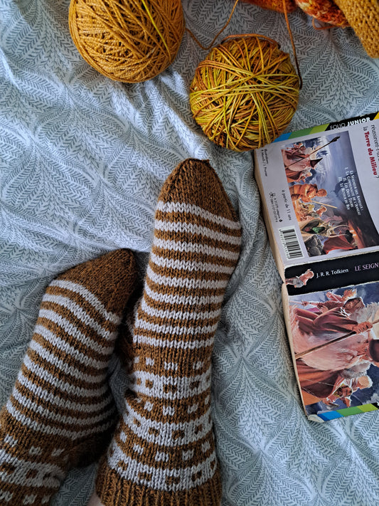 Villasukat- chaussettes moelleuses " art déco d'automne" pointure 36/38 -