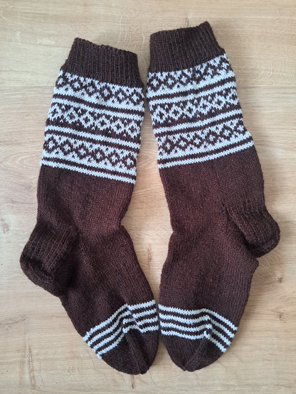 villasukat Folk scandinave- version laine fine - prêtes à partir