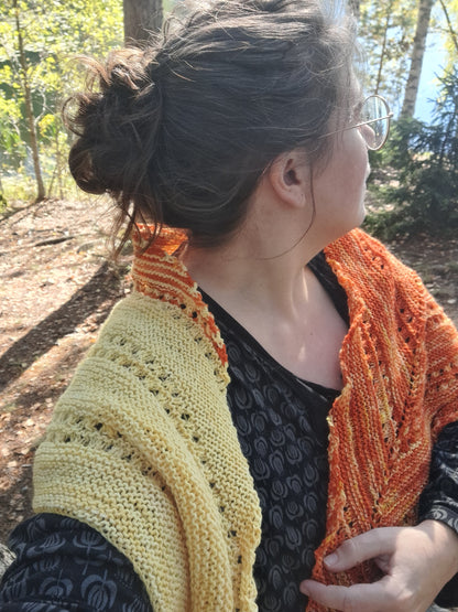 étole asymétrique " flamboyance d'automne "