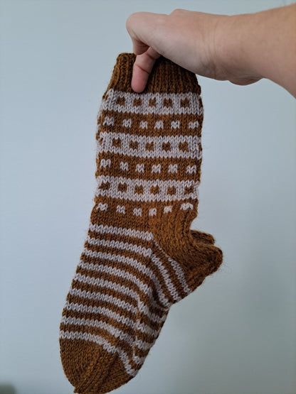 Villasukat- chaussettes moelleuses " art déco d'automne" pointure 36/38 -