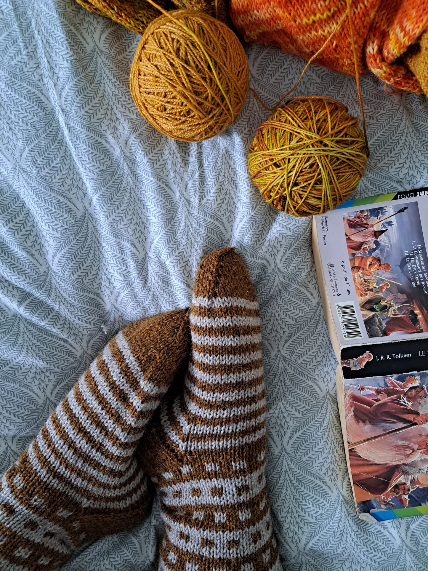 Villasukat- chaussettes moelleuses " art déco d'automne" pointure 36/38 -